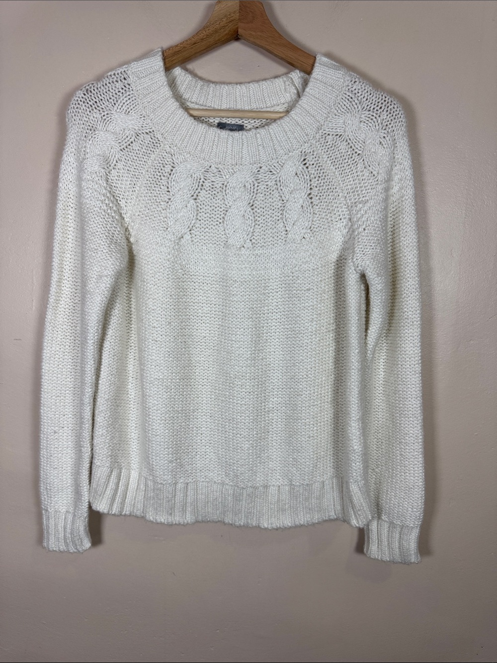 Aerie Chunky Knit Sweater Cream Classic Preppy S Soft Cozy